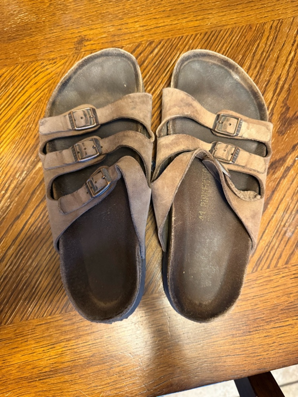 Birkenstock Brown Suede Triple-Strap Sandals